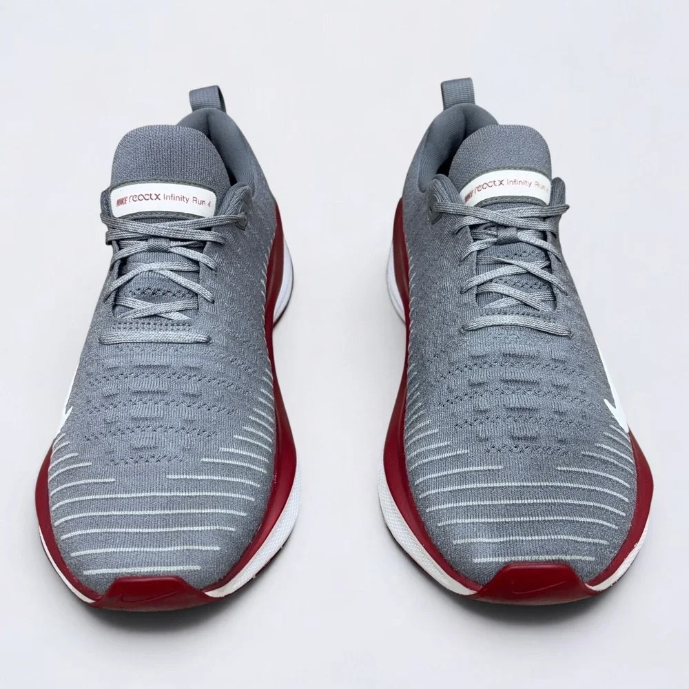 Nike ReactX Infinity Run 4 Mens 11.5 Running Shoes Cool Grey University Red